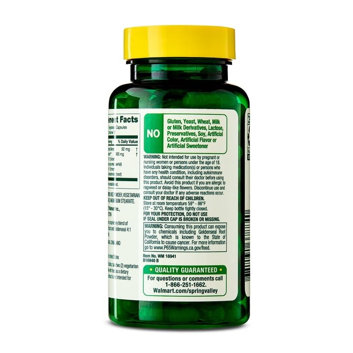 Spring Valley Echinacea Goldenseal Blend 900 mg Vegetarian Capsules 75 Count