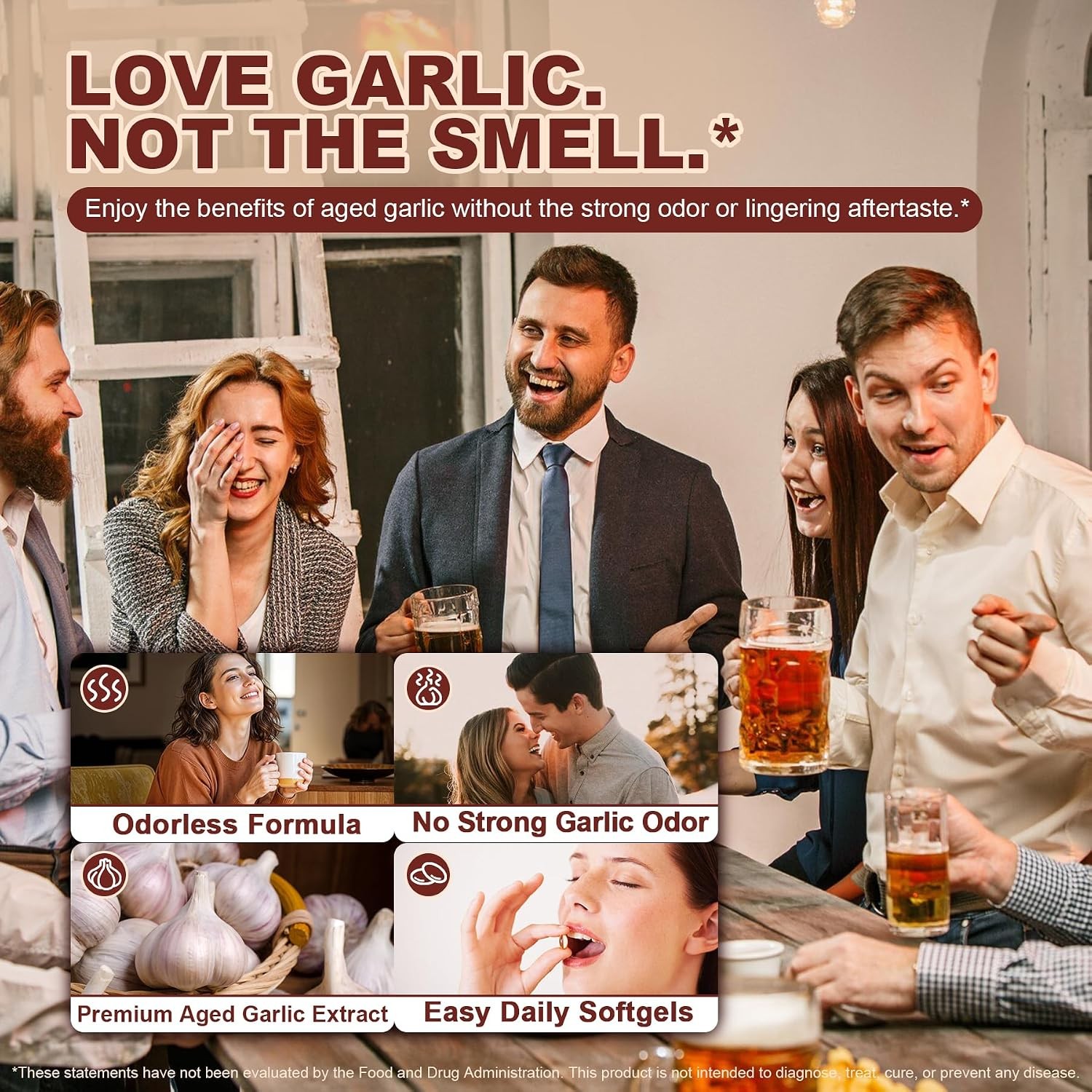 Aged Garlic Extract 750mg Softgels, Odorless Garlic Supplement, Standardized for