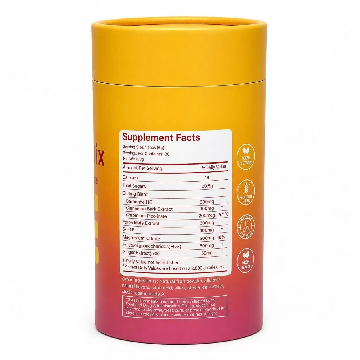 Sugar-Free Cutting Drink Mix – Berberine, Chromium, Metabolism Support | Vegan,