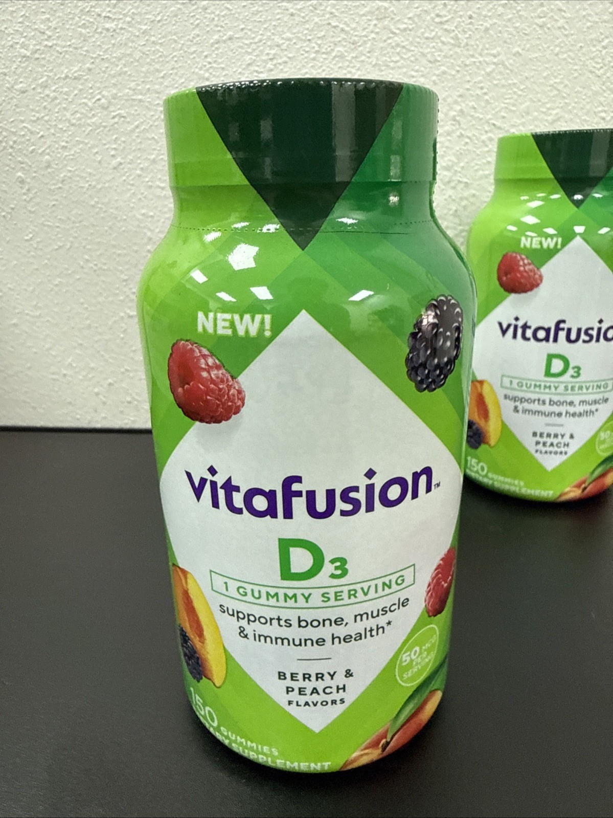 4 Pack – vitafusion Vitamin D3 Gummy Vitamins 150 Ct Berry & Peach EXP 02/2027