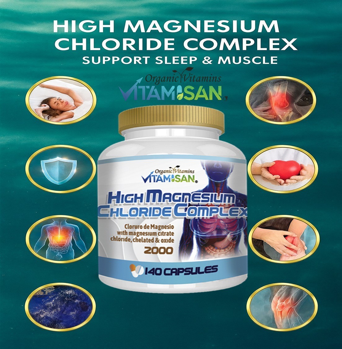 Magnesium Citrate 2000 Serving 140 Capsules High Potency Big Bottle Strong USA