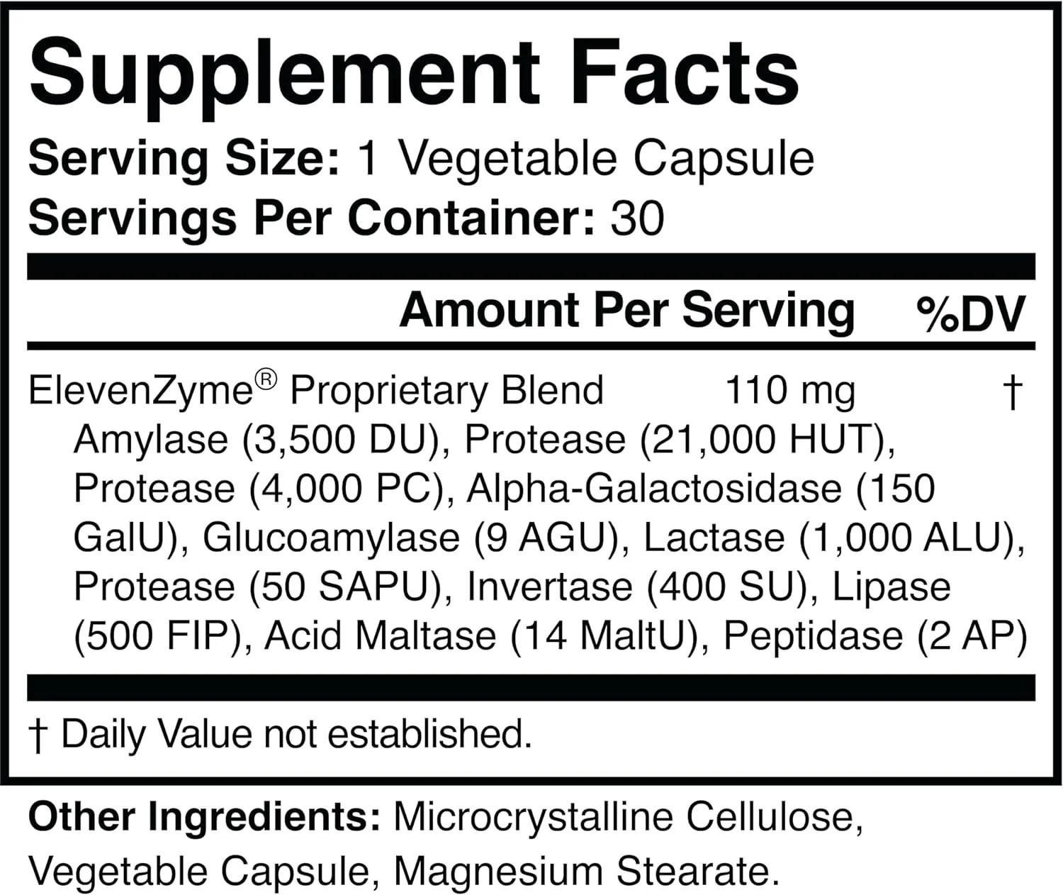 Elevenzyme – Natural Digestive Enzyme Supplement – Non-Gmo, Vegan