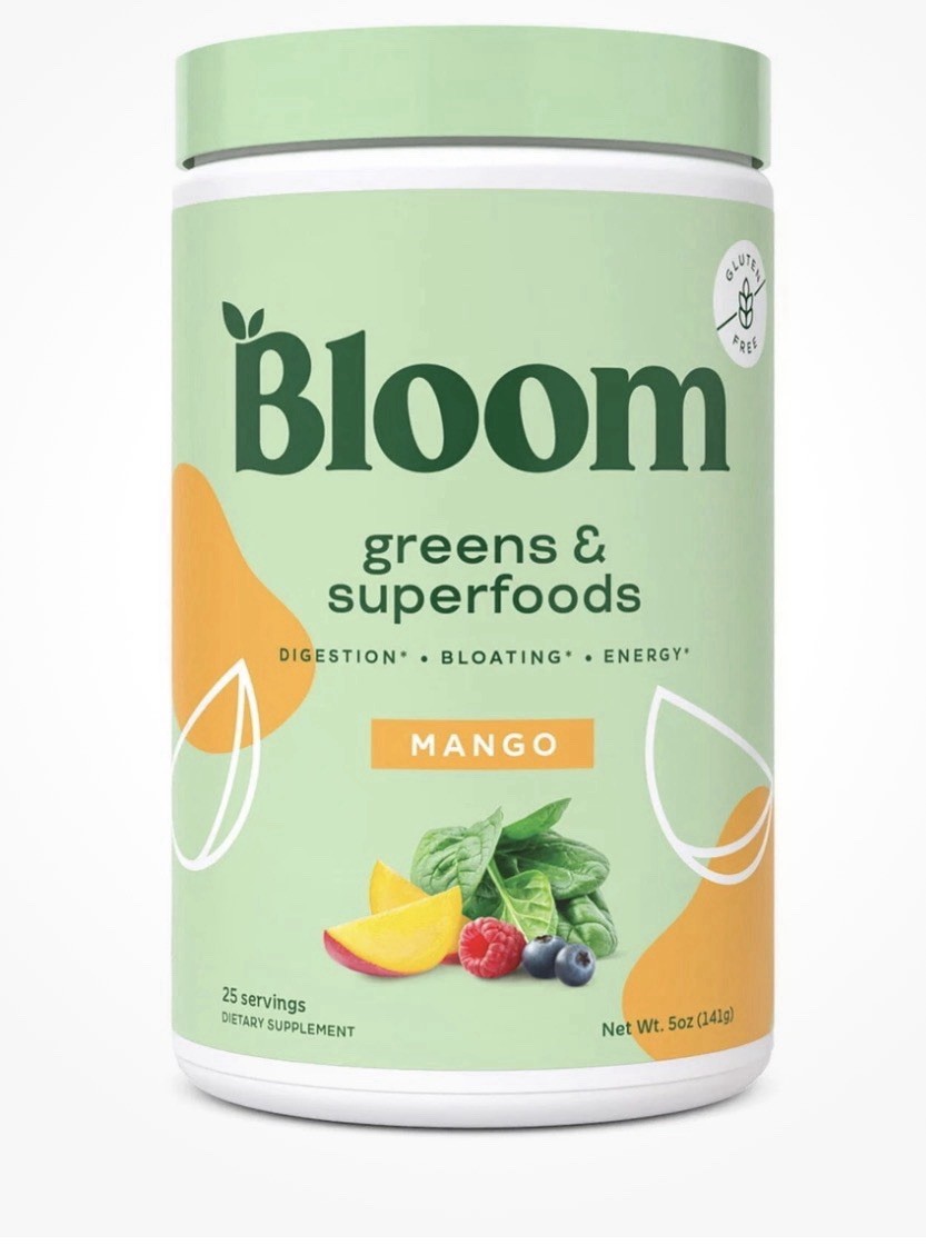 Bloom Nutrition Greens & Superfoods Powder, Mango, 25 Servings, 5oz Exp 5/2026+