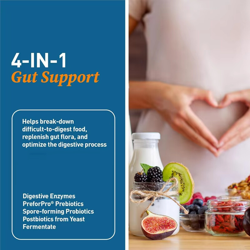 Digestive Enzymes Contains Probiotics, Prebiotics, Bromelain, Lipase