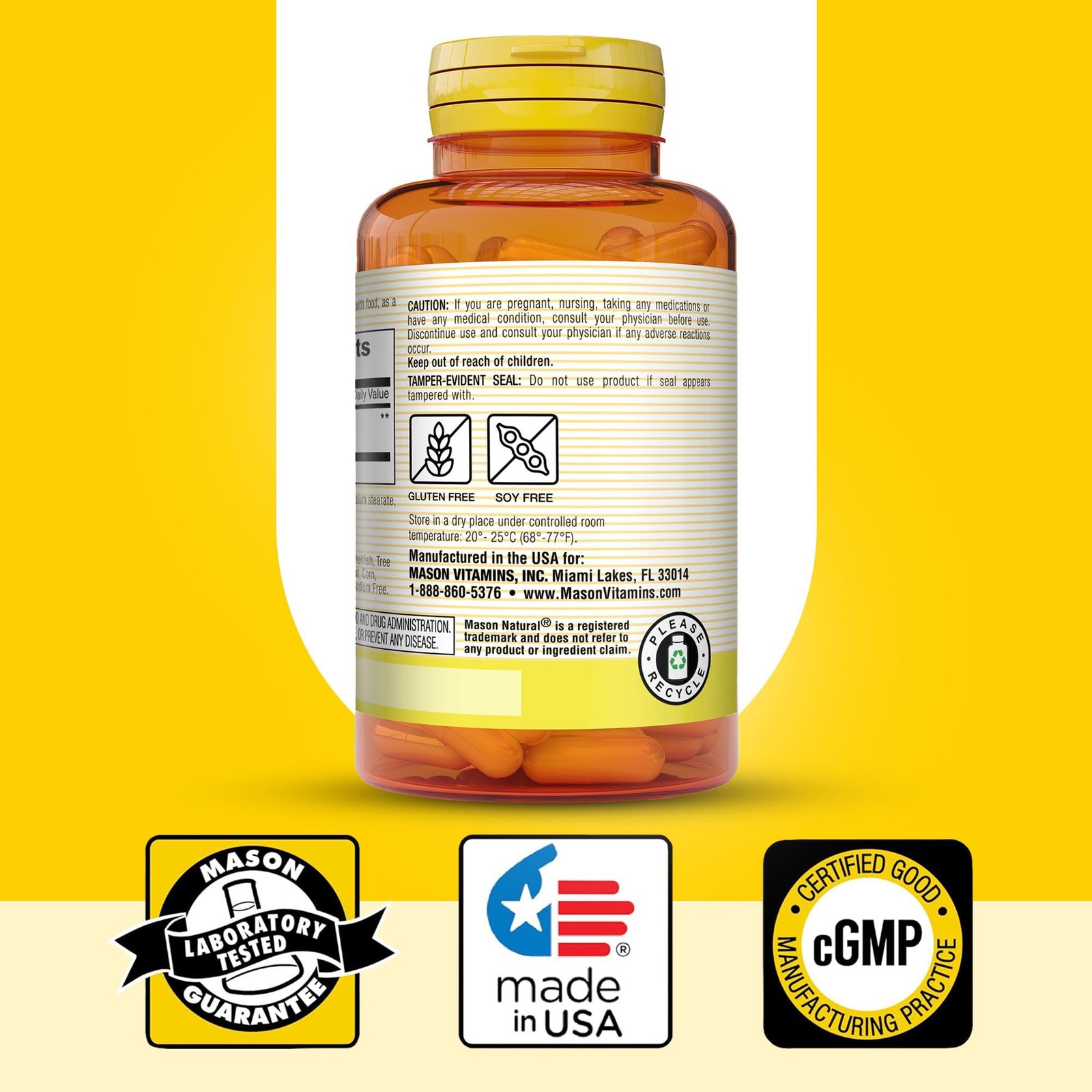 Mason Natural Whole Herb Ginger 500 mg – Healthy Circulation Support and May