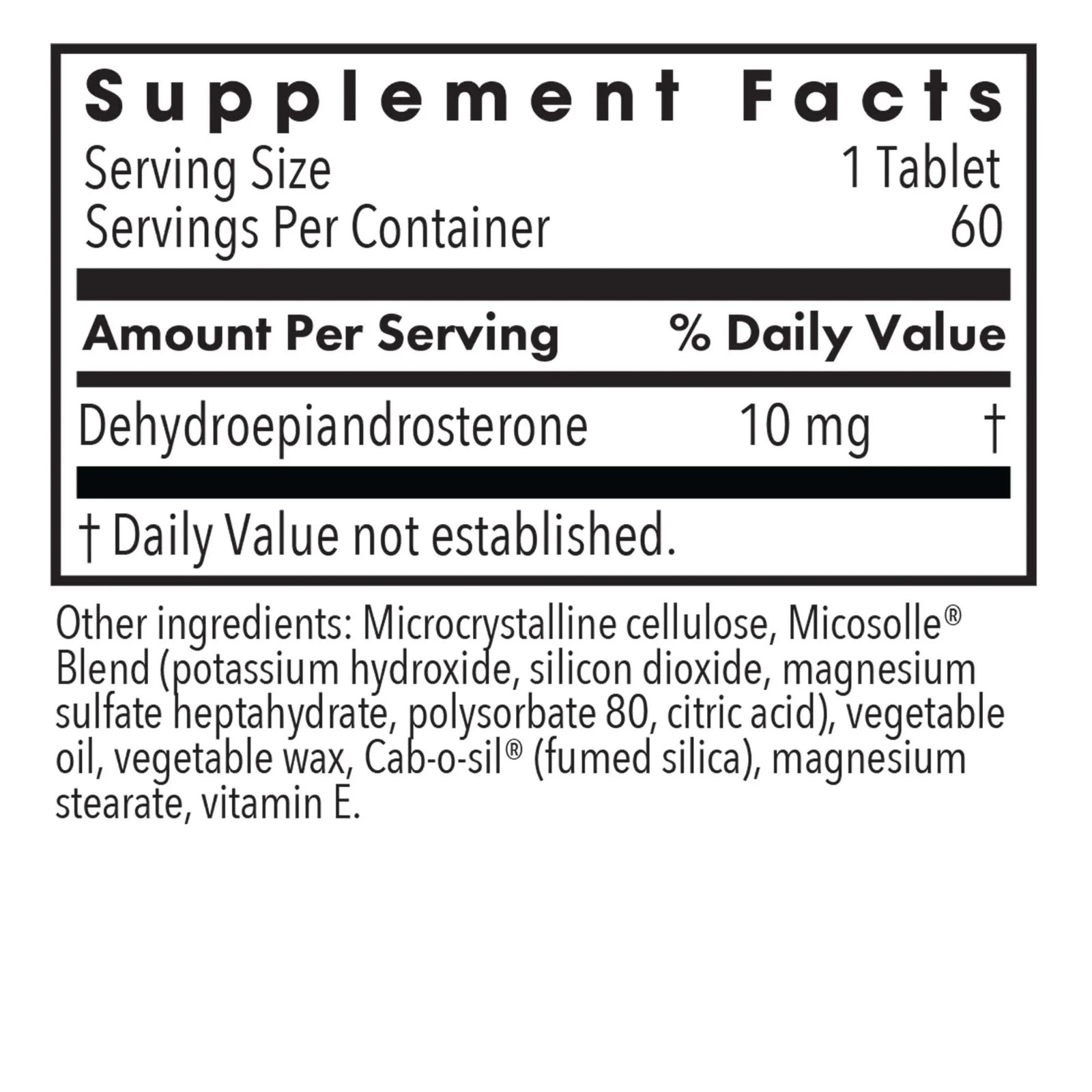 DHEA 50mg Micronized Lipid Matrix 60 Scored Tablets allergy research group