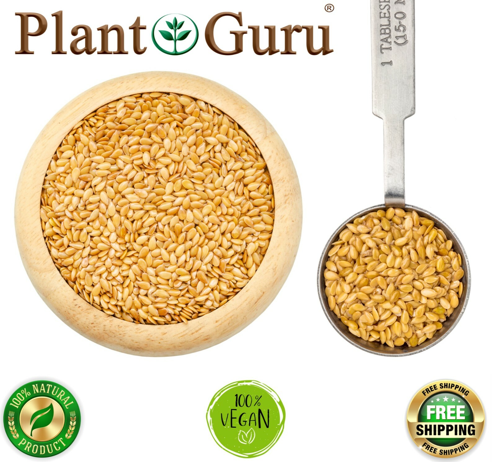 Golden Flax Seeds Whole Grain Seed Flaxseed NON GMO Linseed 1 oz to 20 lbs. Bulk