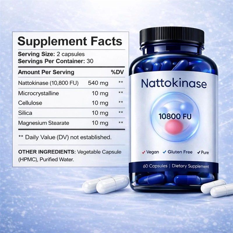 Nattokinase Supplement – 10800 FU 60 Capsules Per Serving Heart Circulation