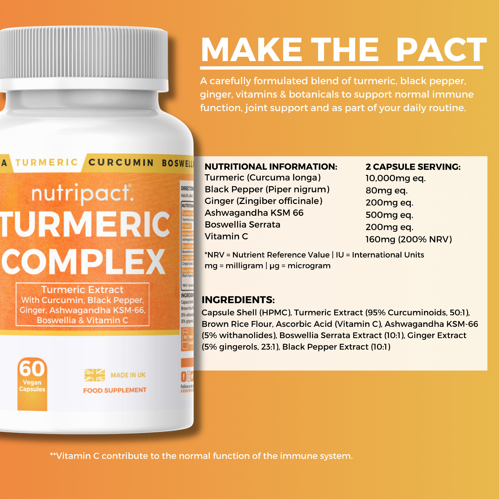Turmeric Capsules 10,000mg Curcumin, Black Pepper & Ginger Complex Tumeric
