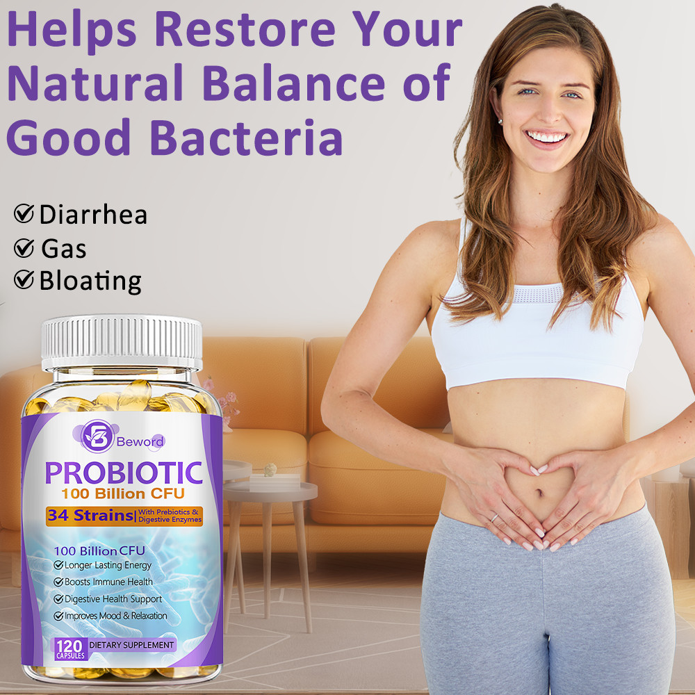 100 Billion Probiotics CFU Potency Gut Health Probiotic Supplement-