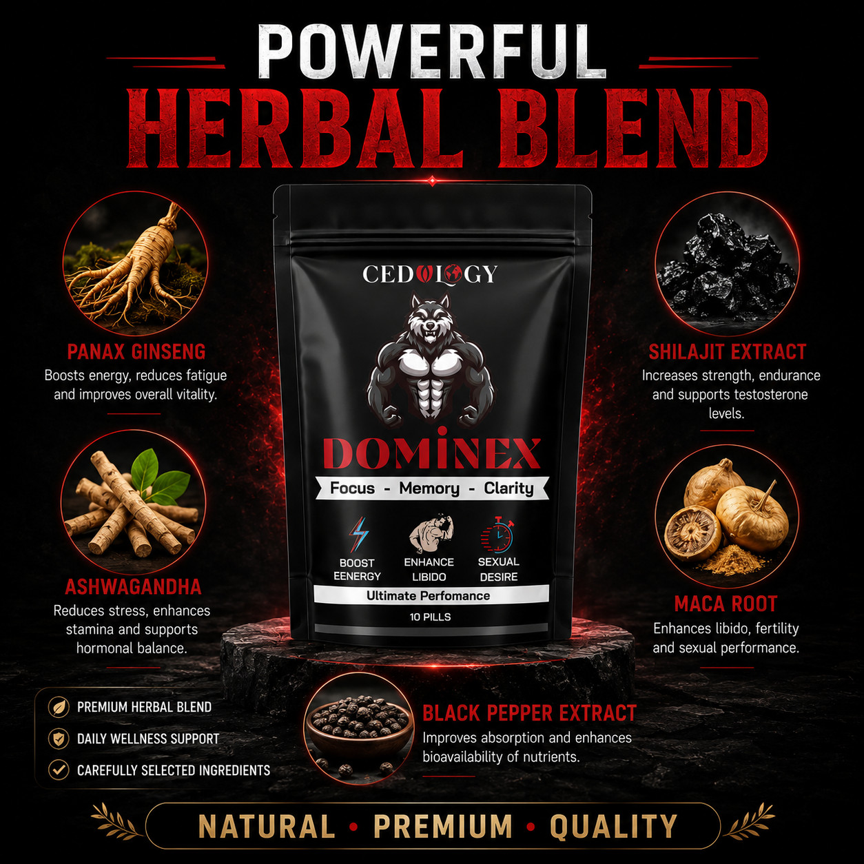 Dominex Supplement For Rock Hard Perform Strength, Love Stamina Men Bed Time