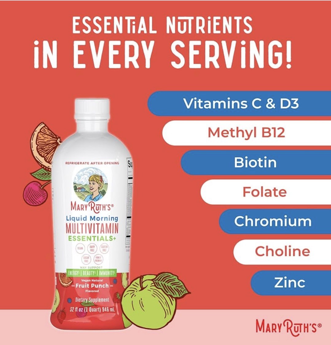 MaryRuth Organics Liquid Morning Multivitamin 12/2027 Fruit Punch 32floz