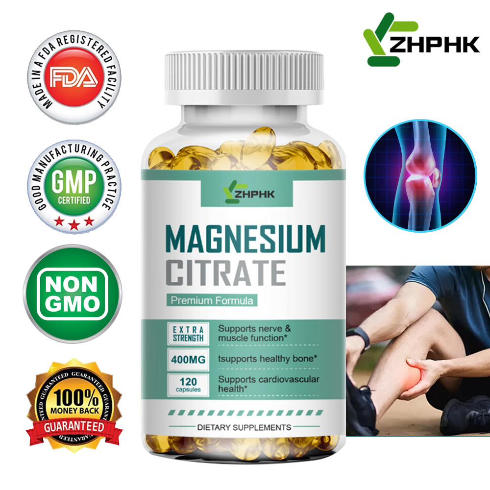 120Pcs Magnesium Citrate 400mg Capsules Super Strong Effective Vegan Capsules