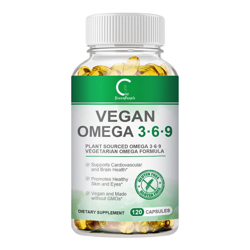 Omega 3-6-9 Vegan Capsules 1360mg High Strength Support Eye & Brain Health 120PC