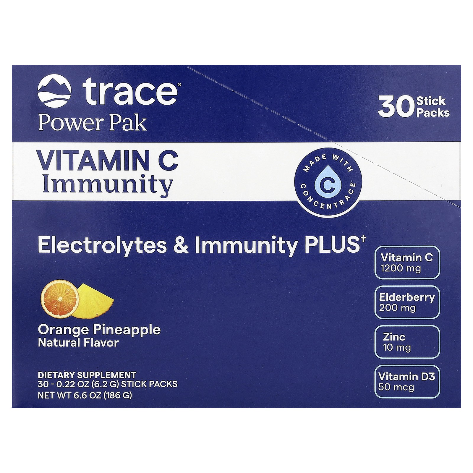 Power Pak, Vitamin C Immunity, Orange Pineapple, 30 Stick Packs, 0.22 oz (6.2 g)