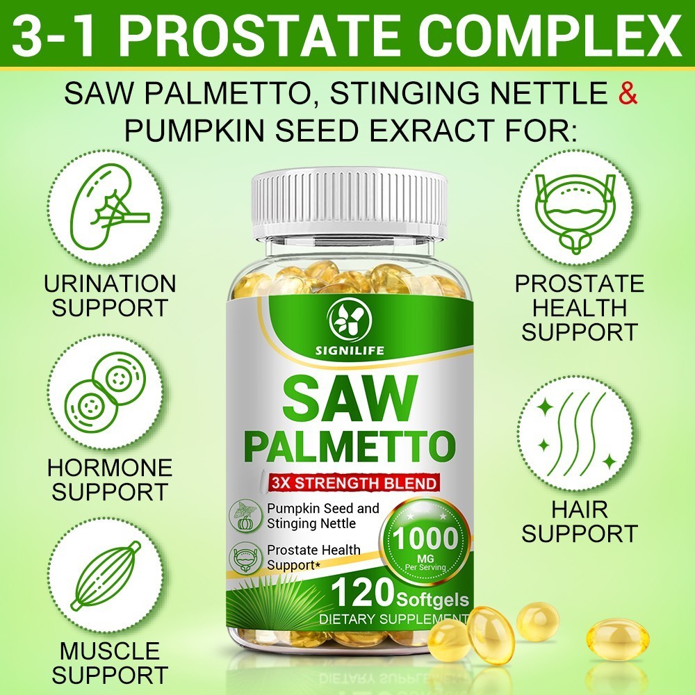 120 Softgels Saw Palmetto Extract 1000mg Prostate Supplement Urinary Men Health