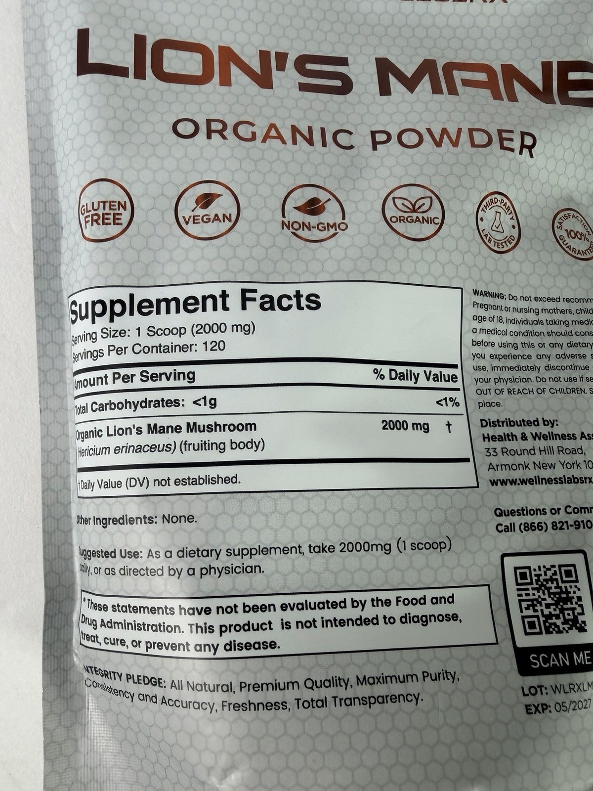 2x WELLNESS LABSRX Mushroom Powder 25in1 Mushrooms Supplement 2000mg 120 Serving