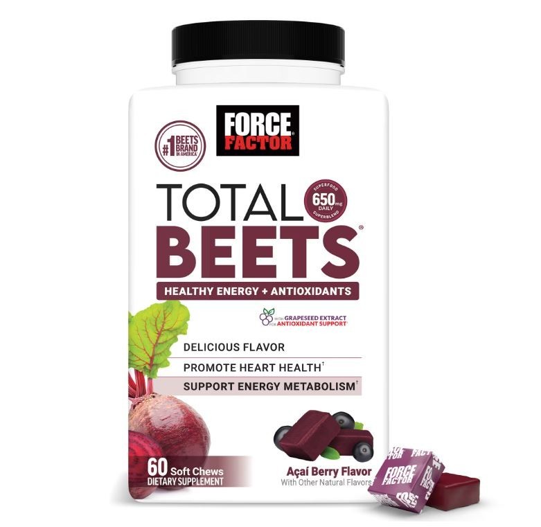 Force Factor Total Beets Healthy Energy Support, Beet Root Supplement Soft Chew