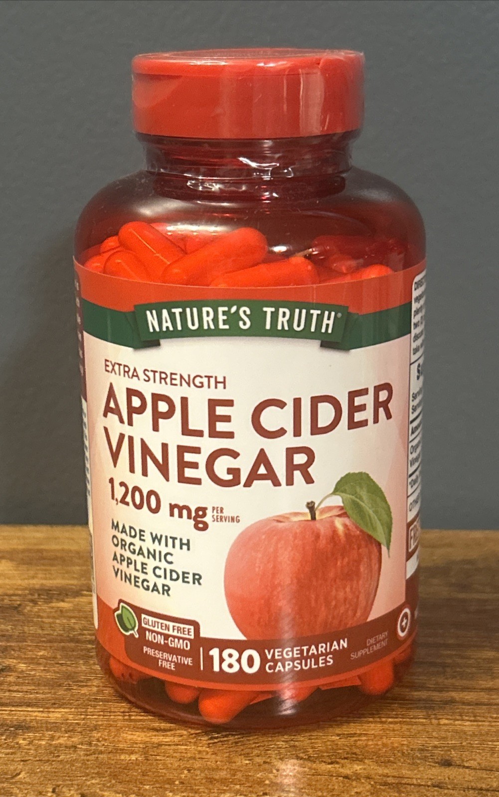 Nature’s Truth 1200mg Apple Cider Vinegar Capsules – 180 Count – Exp. 07/2028
