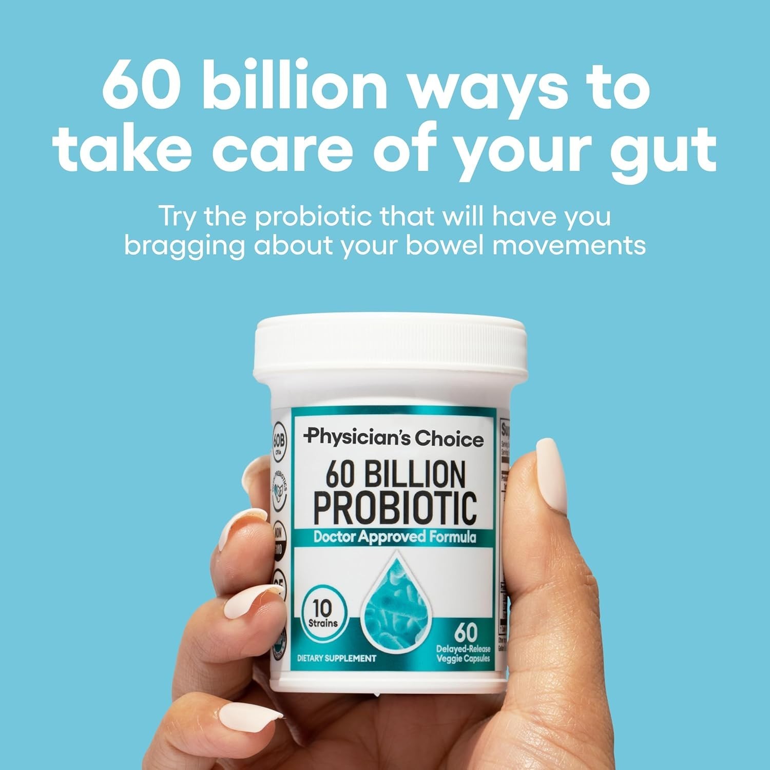 Physician’s Choice Probiotics 60 Billion CFU – 10 Strains + Organic Prebiotics