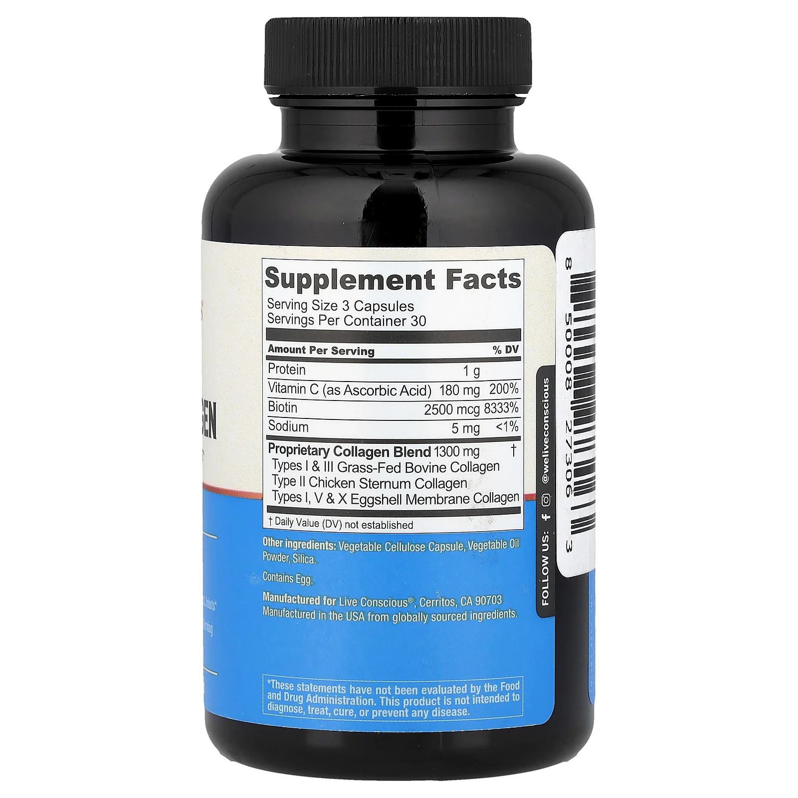 2 X Live Conscious, Beyond Collagen, with Biotin & Vitamin C, 90 Capsules