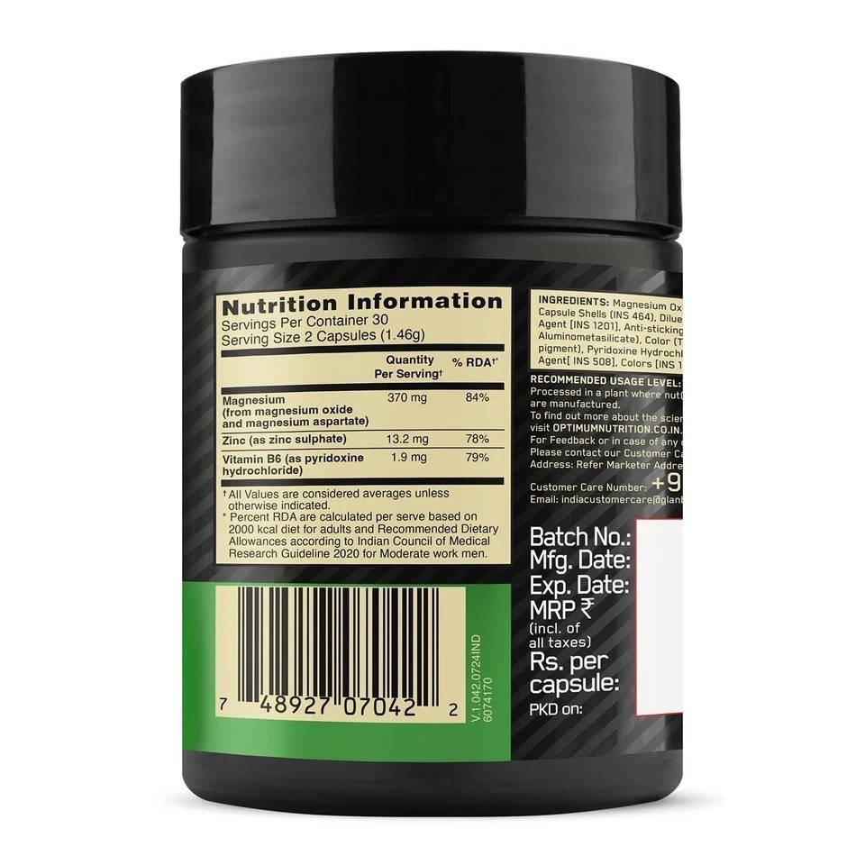 Optimum Nutrition ZMA 60 Caps Zinc Magnesium Aspartate | Strength & Recovery c99