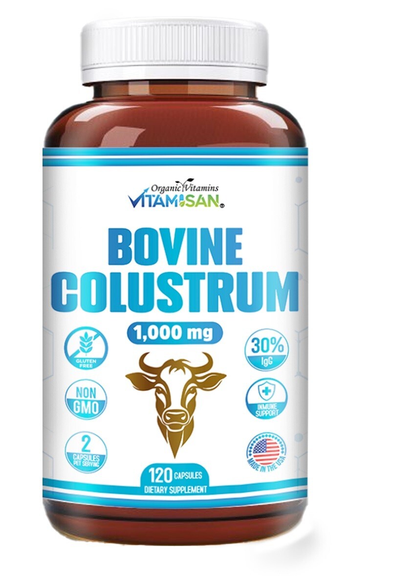 Bovine Colostrum Supplement – 30% IgG Lactoferrin, Immune Support (2 Pack) 240 c