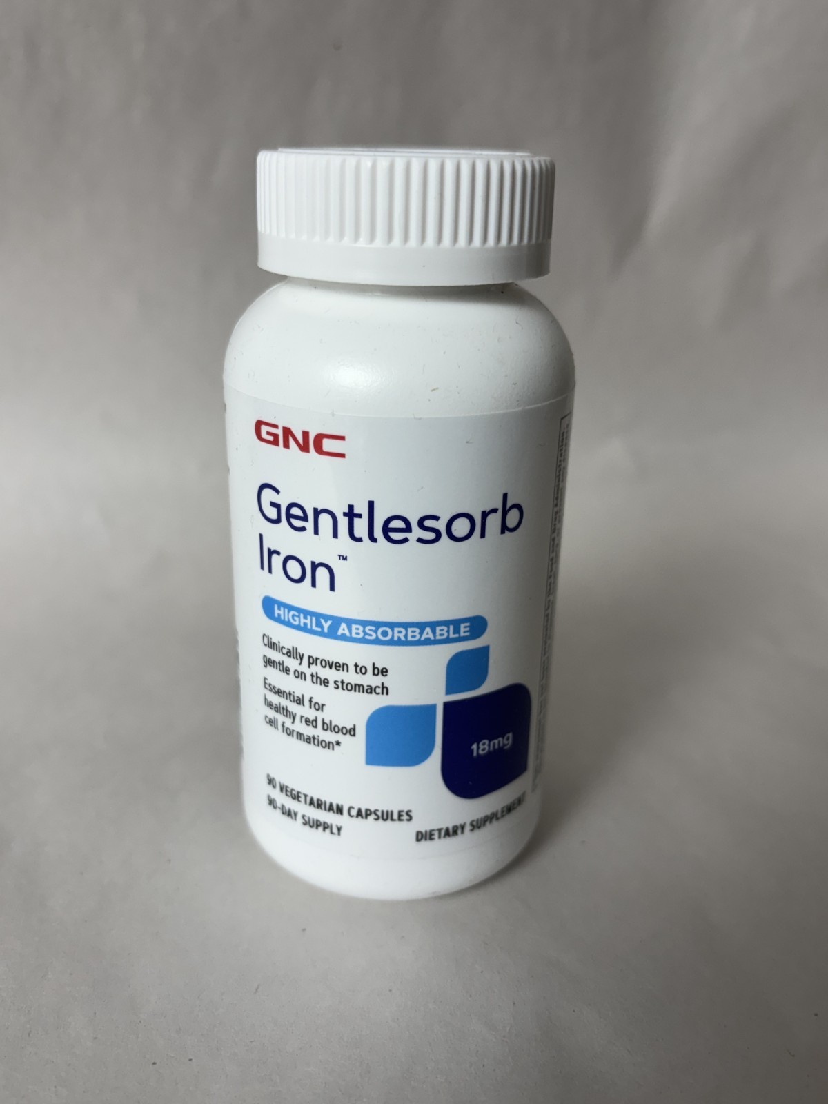 GNC Gentlesorb Iron Highly Absorbable 18mg 90 Vegetarian Capsules(EXP:06/2028)
