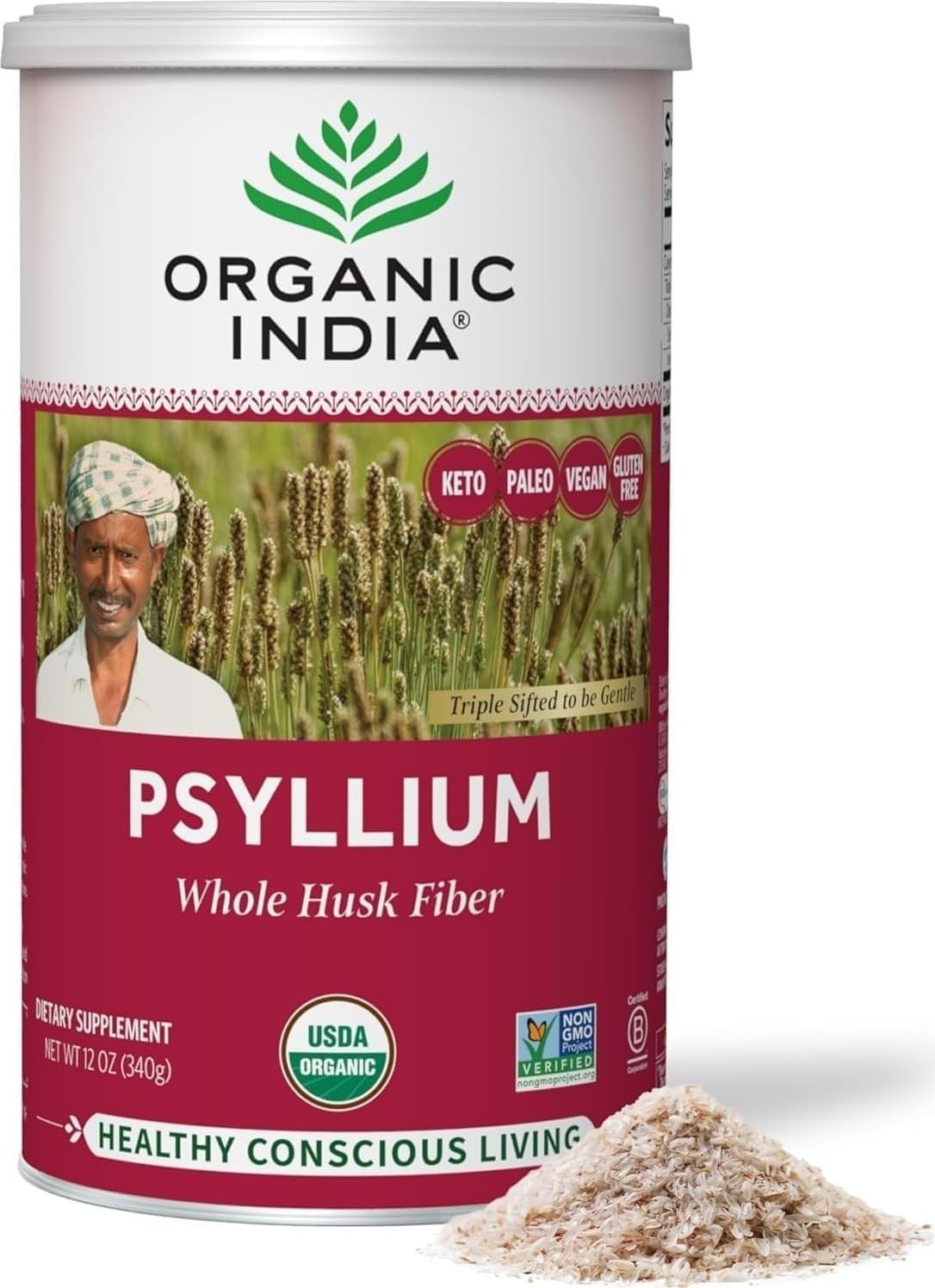 Whole Psyllium Husk Powder Organic – Psyllium Husk Fiber Supplement, Digestio…