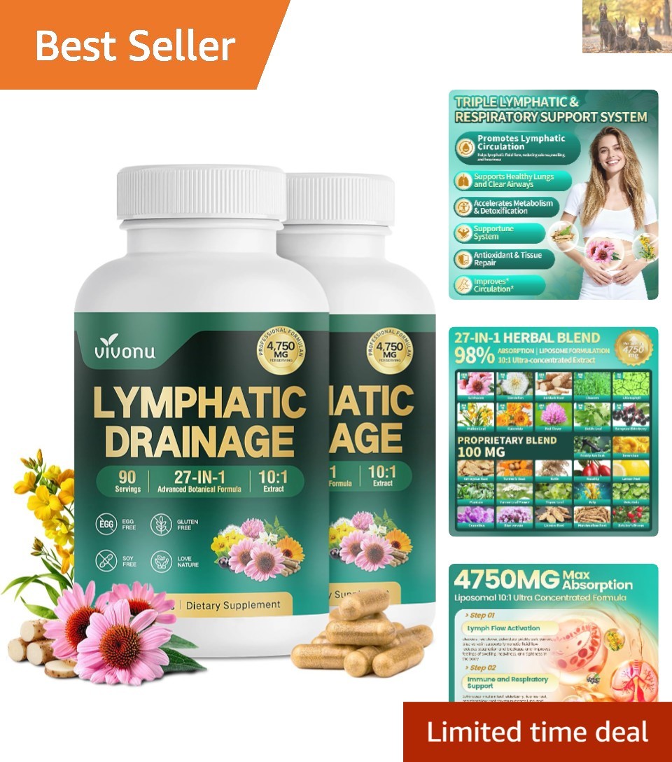 Natural 27-in-1 Lymphatic Support with Mullein & Burdock – High Potency Formula
