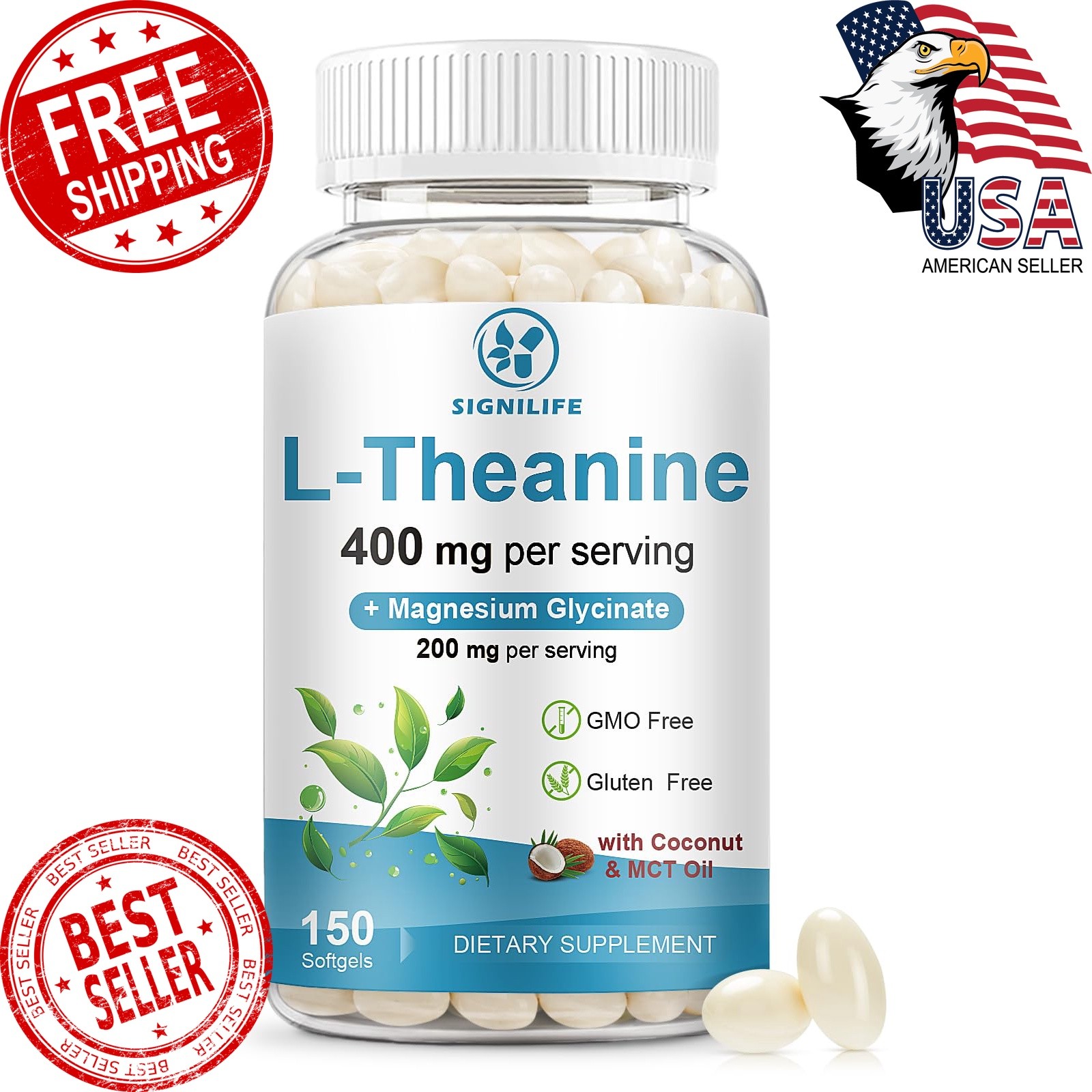 SIGNILIFE L-Theanine 400mg Magnesium 150 Softgels