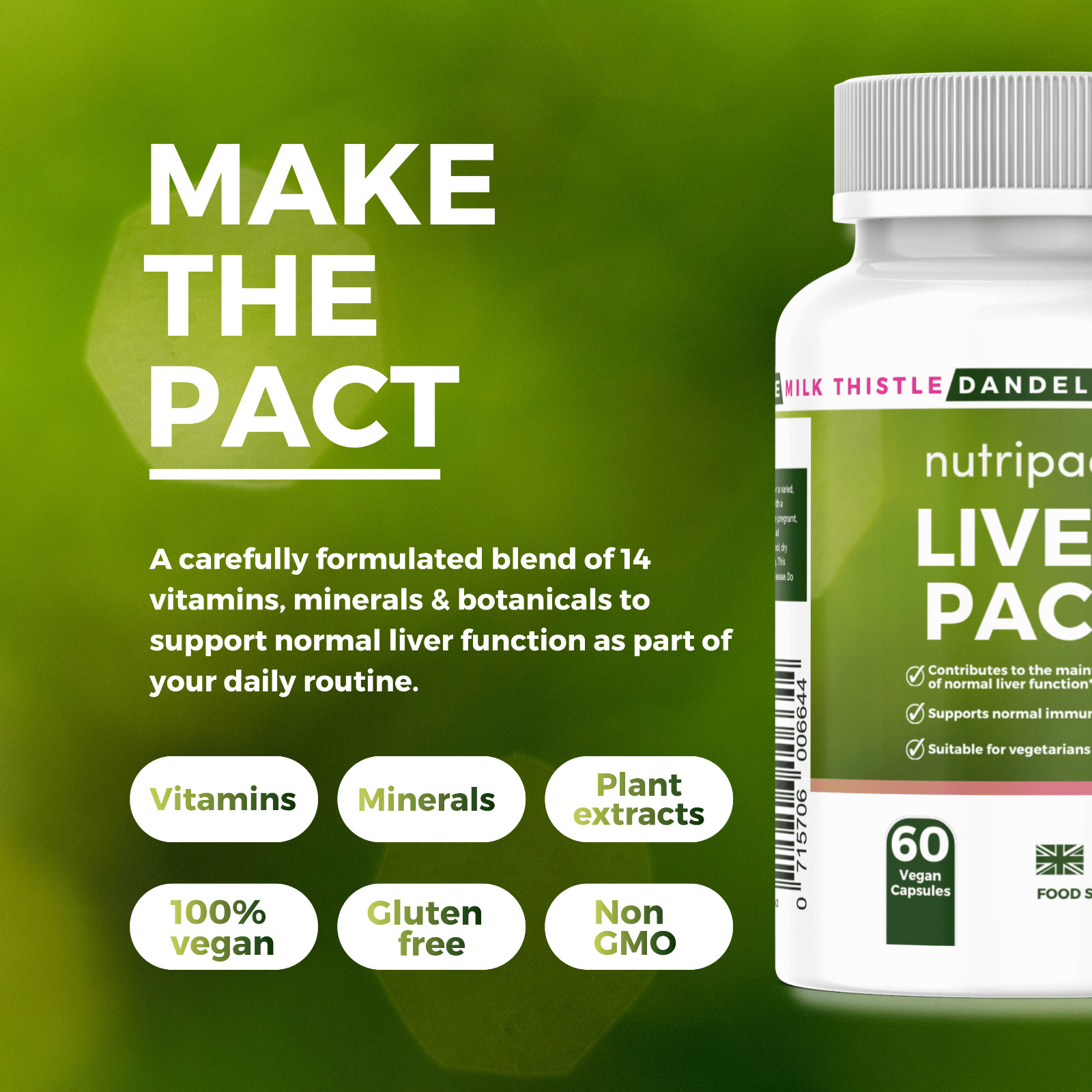 Milk Thistle Complex Capsules – 14 in 1 – Detox & Cleanse – UK Vegan Liver Pact