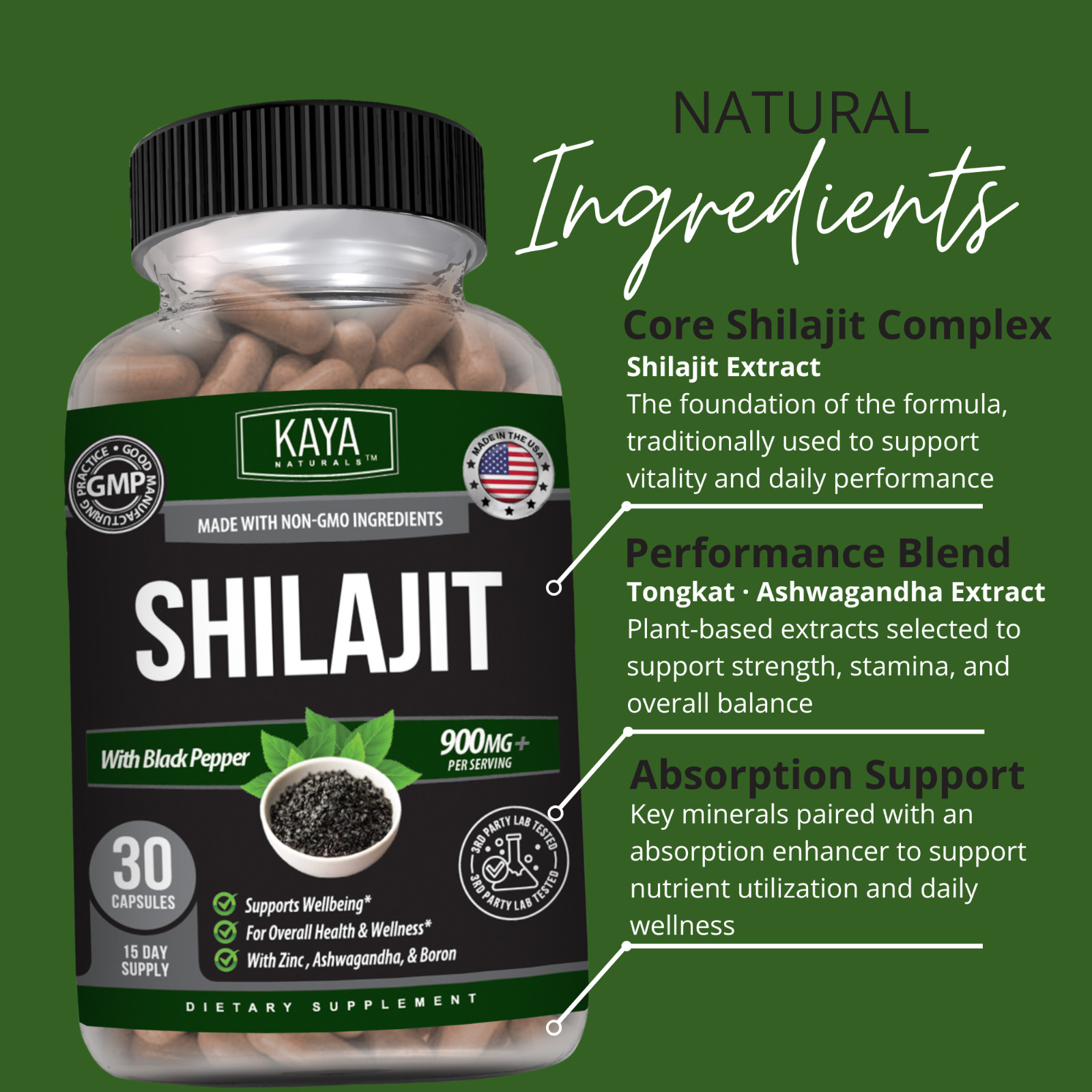 Shilajit Supplement Supports Energy, Stamina, Focus, Strength Boost