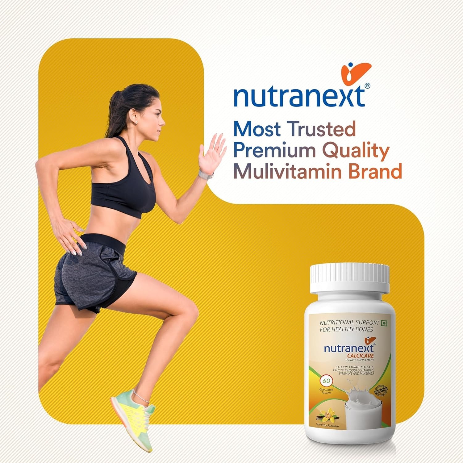 3 Pack Nutra.next Calcicare Calcium 180 Vanilla Tabs
