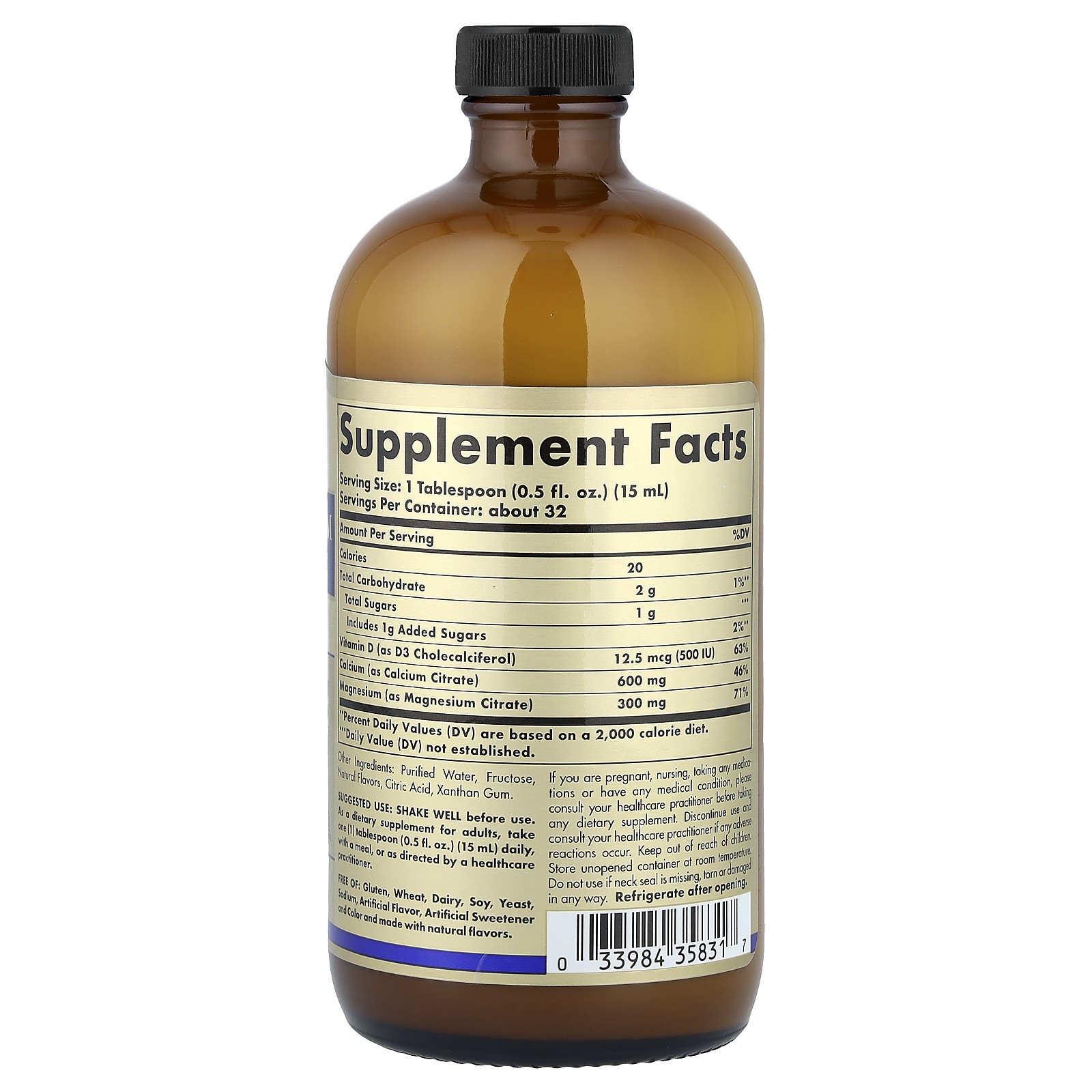 Calcium Magnesium Citrate Liquid with Vitamin D3, Blueberry, 16 fl oz (473 ml)