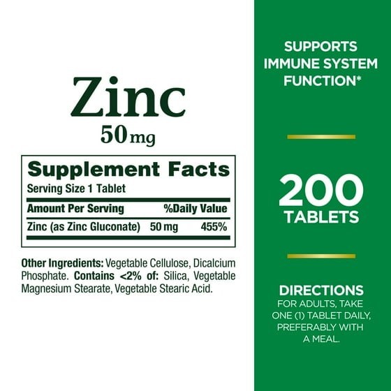 Nature’s Bounty Zinc 50 mg 200 Ct Tablet Support Immume System