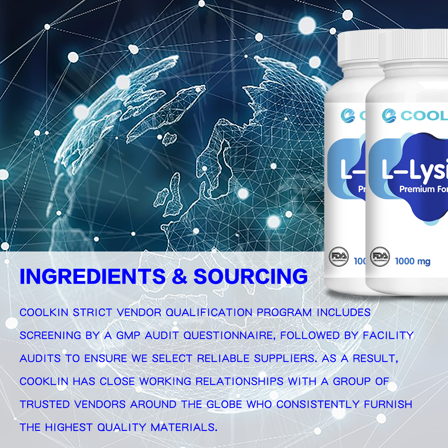 L-Lysine 1000mg – Antiacabolic,Tissue Repair Regener,Immune Support,Gluten Free