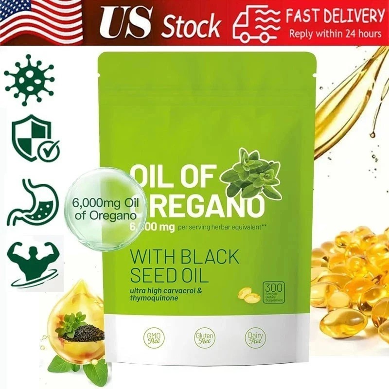 Oil of Oregano 300 Softgels with Black Seed Oil – 6000mg Oregano Oil NEW