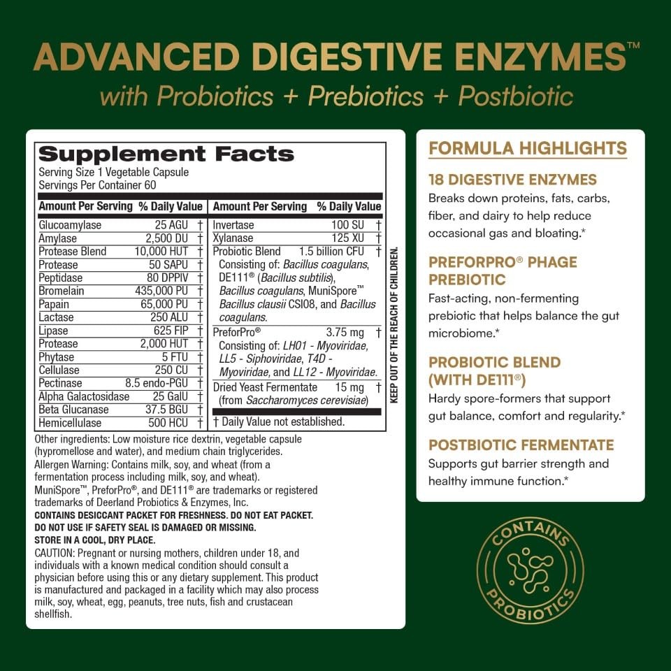 Purity Products Advanced Digestive Enzymes with 60 Count (Pack of 1)