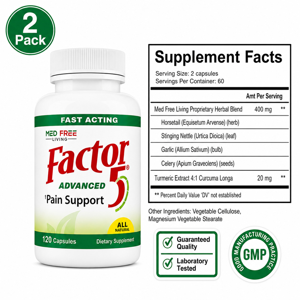 Med Free Living Factor 5 Advance Joint Support 2 Bottles