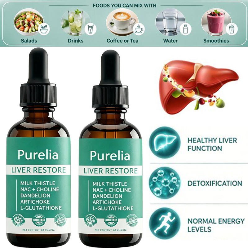 Purelia Liver Restore Drops -Complete Liver Support Supplement With Milk Thistle
