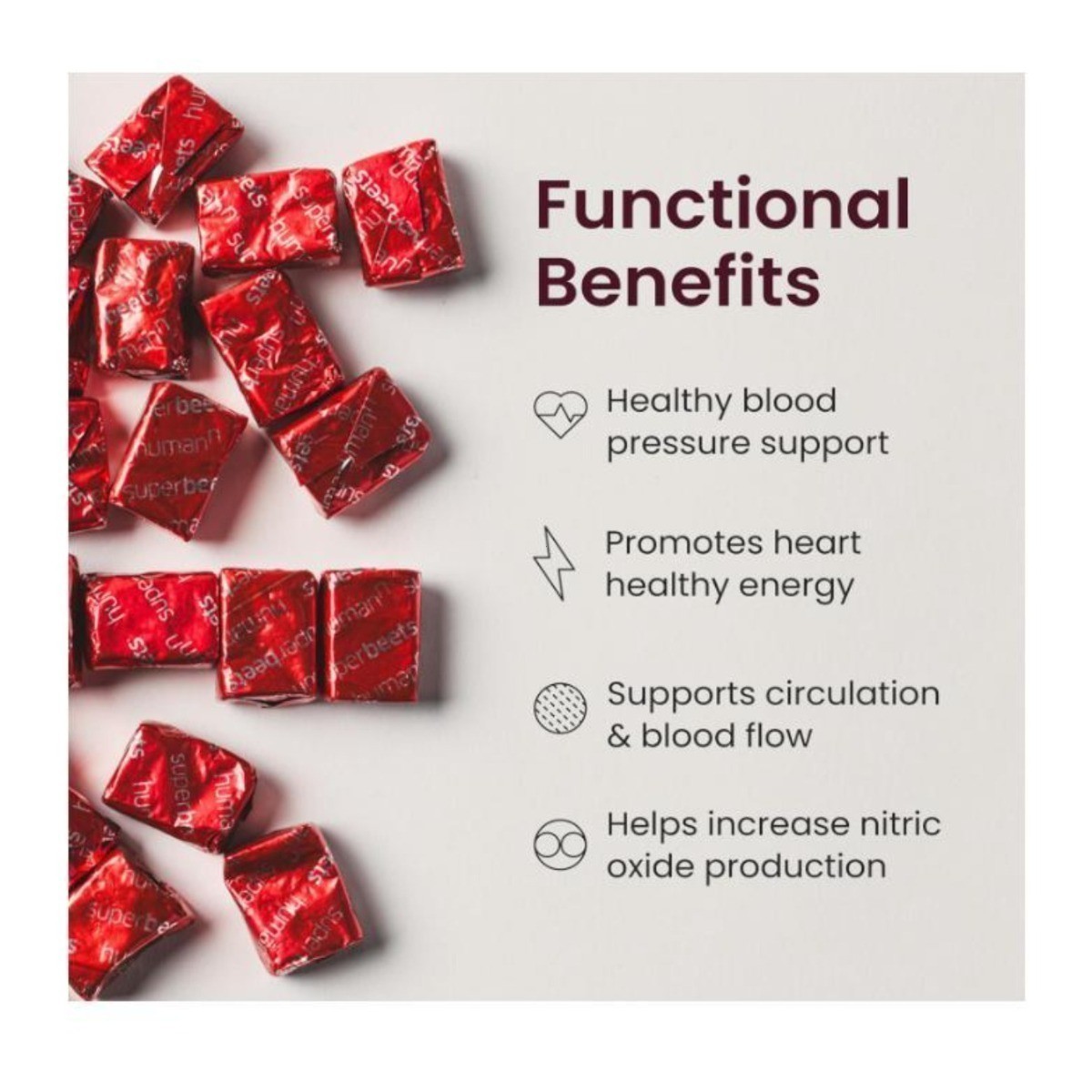NEW Non-GMO Humann SuperBeets Heart Chews Pomegranate Berry 60 Count