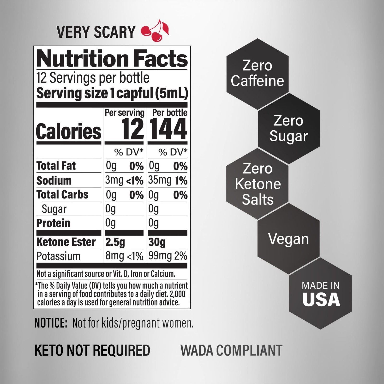 Exogenous Ketone Ester Concentrate – No Sugar, No Caffeine, 12 Servings (3 Pack)
