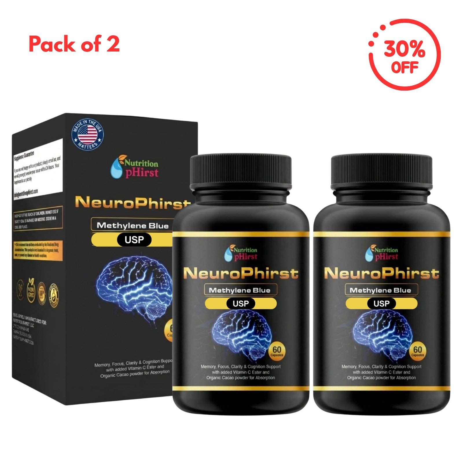 Blue Supplement – Pharmaceutical Grade USP Grade 60 Capsules 2 Pack US
