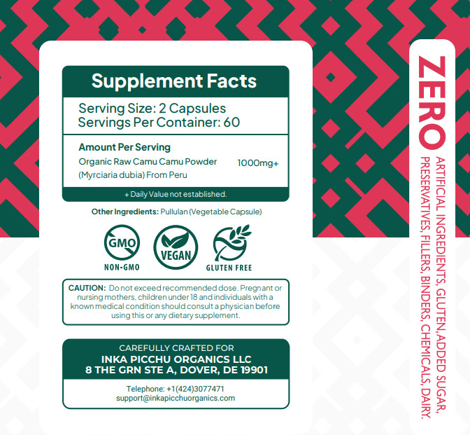 Premium Camu Camu Capsules 120 Ct 1000mg Per Serving Immune Support & Vitamin C