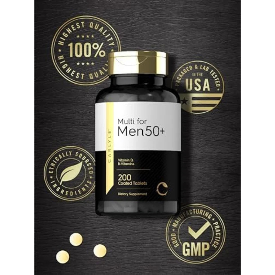 Carlyle Men 50+ Multivitamin 200 Count Non GMO Gluten Free Supplement