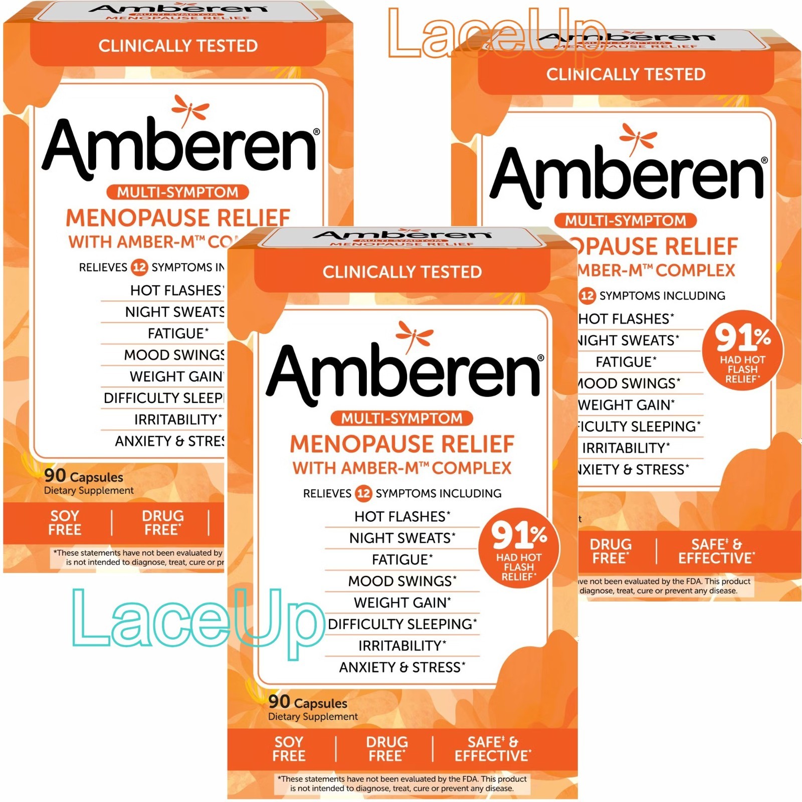 3x – Amberen Menopause Relief – 60 each – 180 Capsules – EXP 2027