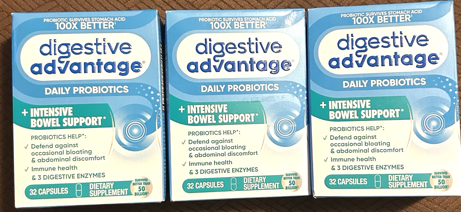 Lot 3 Digestive Advantage Daily Probiotics Intensive Bowel Support Exp 8/26 READ