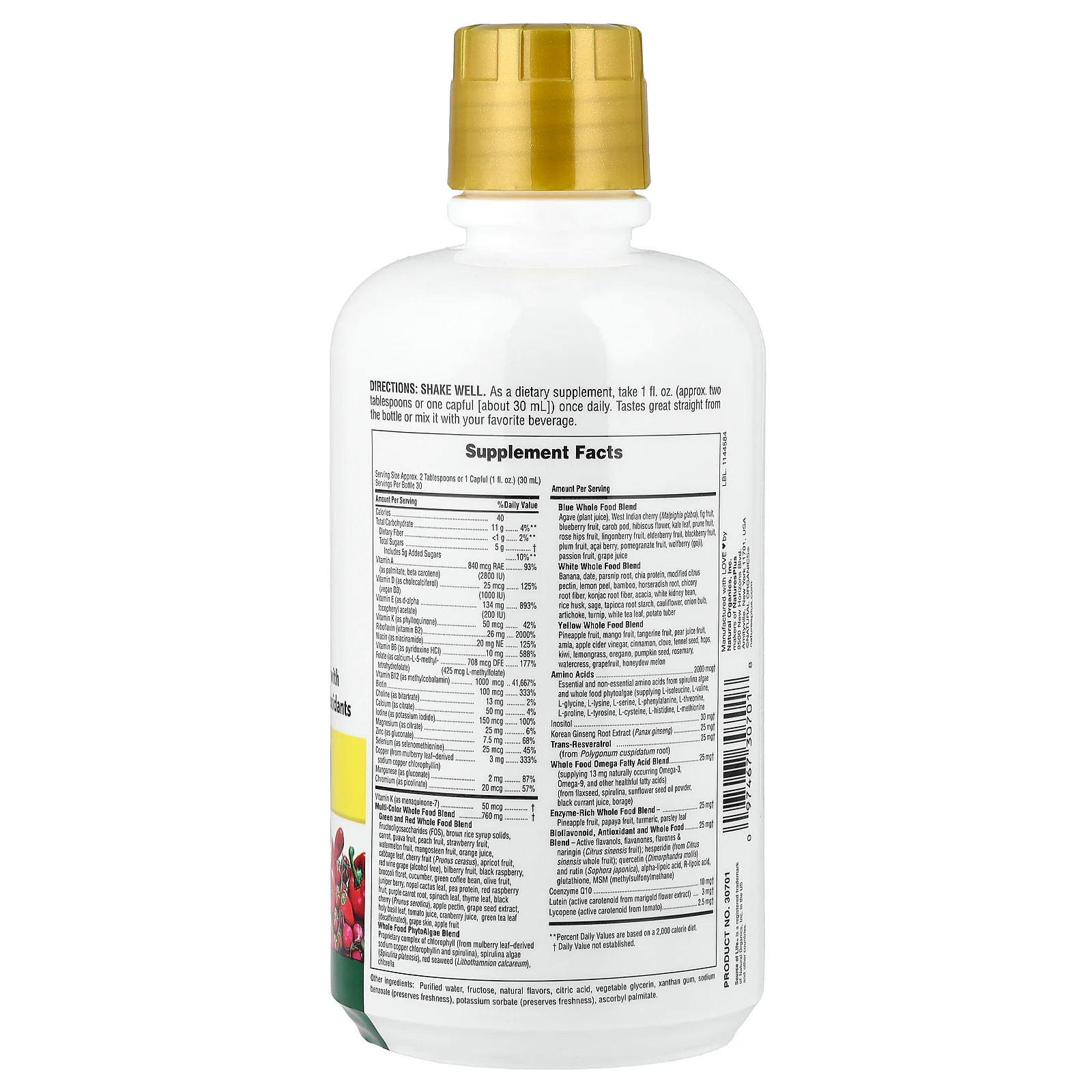2 X NaturesPlus, Source of Life Gold� Liquid, Tropical Fruit, 30 fl oz (900 ml)