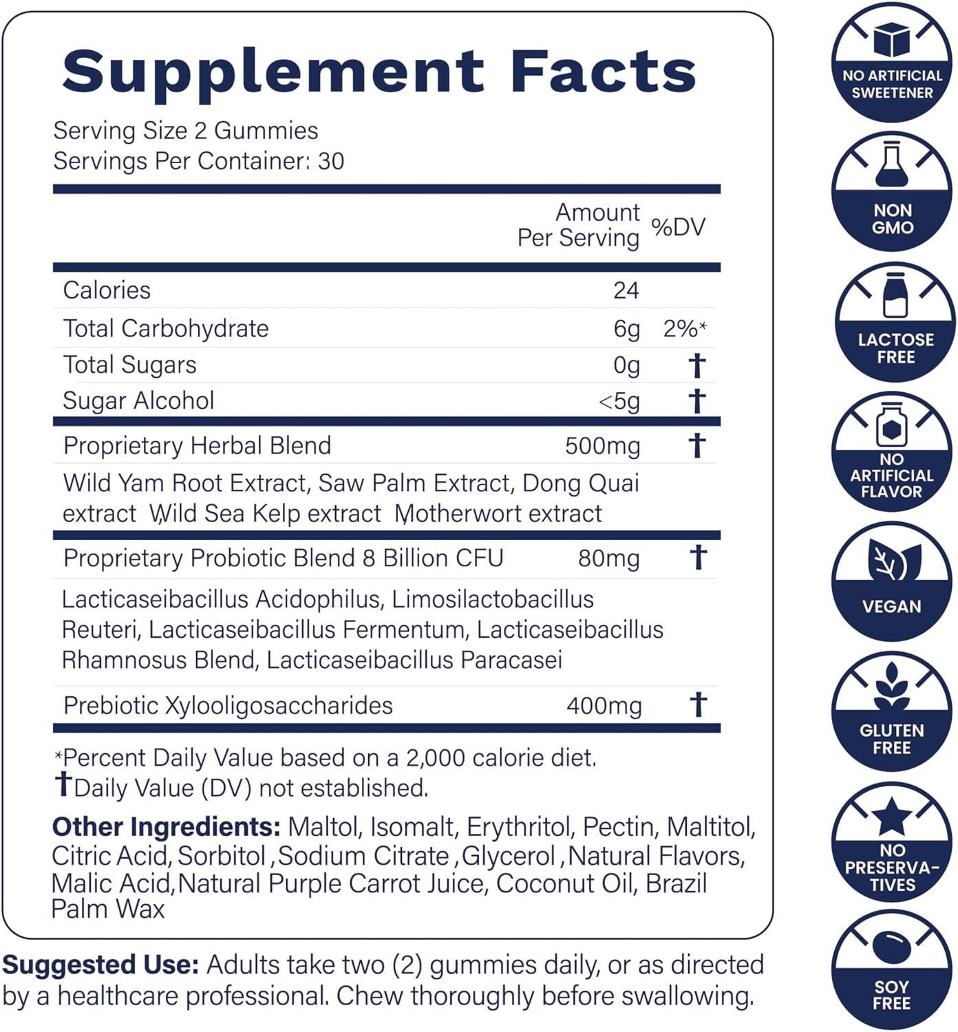 Flora Vaginal Probiotics for Women pH Balance Gummies with Prebiotics 8x
